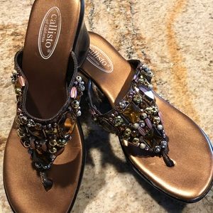Callisto Social Bronze Gem Sandals 8M